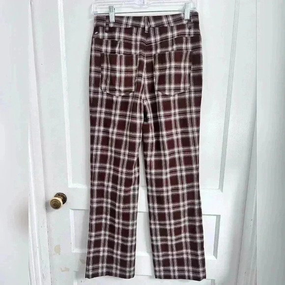 Reformation Franklin Brown Plaid Pants Size 4 TRENDING Like New - Picture 5 of 5